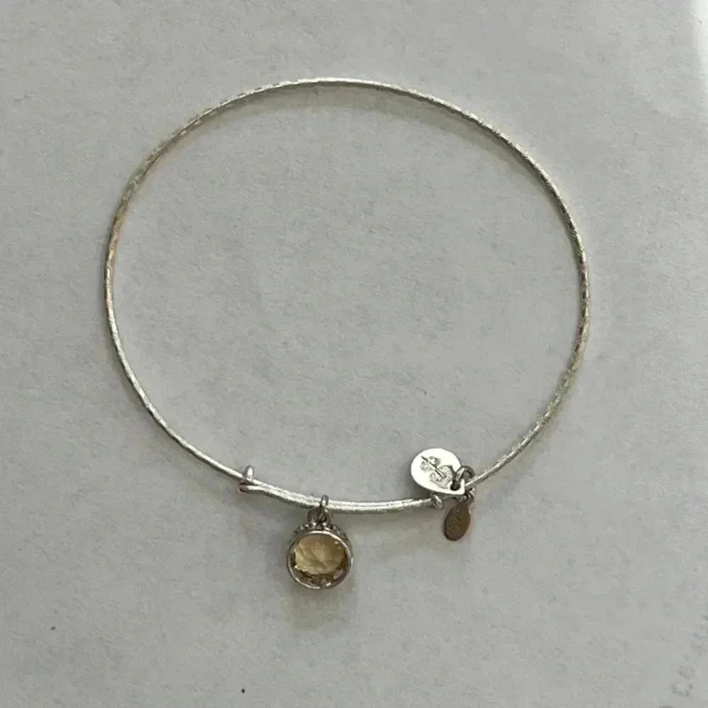 Alex and Ani yellow stone bangle In silver - Picture 3 of 3